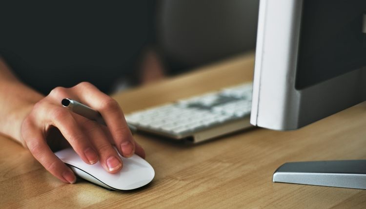 Office worker using a computer